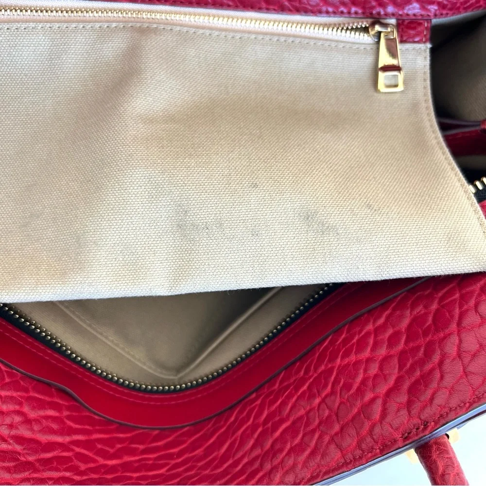 CHLOE Dree Red Structured Pebbled Leather Gold Hardware Shoulder Tote Satchel